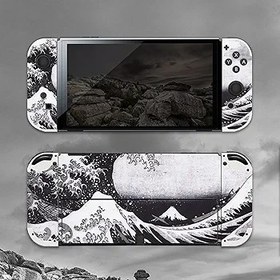 Resim BelugaDesign Wave Switch Skin | Japon Okyanus Dalgalı Vinil Çıkartma | Sevimli Cutecore Kawaii Anime'den Esinlenen Tasarım | Koruyucu Kılıf | Nintendo Switch ile Uyumlu (Switch OLED, Gri) 