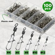 Resim 100 Adet Sağlam Balıkçılık Fırdöndü Bağlantı Elemanı - Paslanmaz, Güvenli Bağlama için Kancalı, Tatlısu ve Tuzlu Su Balıkçılığı İçin İdeal - JSFUN, Dayanıklı Fırdöndüler, Pas Dirençli, Açık Hava Sporcuları 