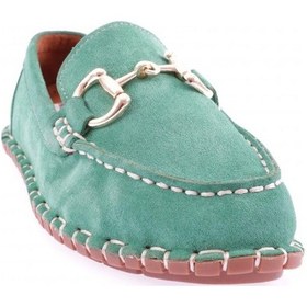 Resim Dgn 600-23y Kadin Dikiş Detayli Metal Tokali Loafer Ayakkabi 600-2109-R13405 Yeşil 