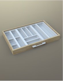 Resim Mutfak Çekmece Içi Kaşıklık 74cm X 48cm Yanlar Ve Boydan 4cm Kesilebilir, Beyaz Antrasit 