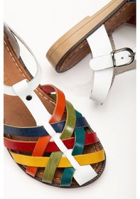 Resim Beyaz Multi Ortopedik Hakiki Deri Kadın Sandalet Beyaz 