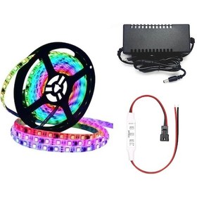 Resim WS2811 ARGB Pixel Şerit Led 5 M Manuel Tuşlu Devre + Adaptör 