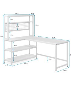 Resim 89014 160CM Çalışma Masası Oyuncu Masası Bilgisayar Masası Ders Laptop Beyaz 