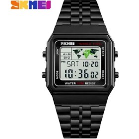 Resim Hanyang Siyah Skmeı LED Dijital Spor Saatler Erkekler Paslanmaz Çelik Üst Marka Lüks Geri Sayım Zaman Dilimi Su Geçirmez LED Elektronik Dijital Saat (Yurt Dışından) 