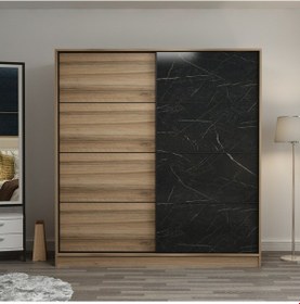 Resim Minar Kale 2 Kapaklı Sürgülü Dolap 180 Cm - Dore/royal Mermer 190cm 