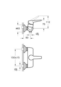 Resim VitrA Duş Bataryası, Solid S, A42445 Exp 