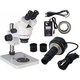Resim Binoküler Stereo Zum Mikroskop 5Mp Usb Kamera Halka Led 