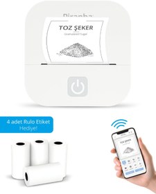 Resim Piranha 5510 Taşınabilir Label Printer & Mobil Etiket Yazıcı | 4 Rulo Hediye | Fotoğraf Baskı | Mobil App 