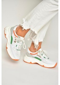 Resim Fox Shoes U973568209 Beyaz/turuncu Kalın Tabanlı Spor Ayakkabı Sneakers Beyaz/turuncu-suni Deri Beyaz - Turuncu 
