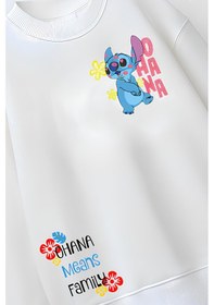 Resim Tam Kalıp Oversize Kız Çocuk Pamuğa Pamuk 3 İplik Kumaş Karakter Stı1 Tasarım Sweatshirt Beyaz 