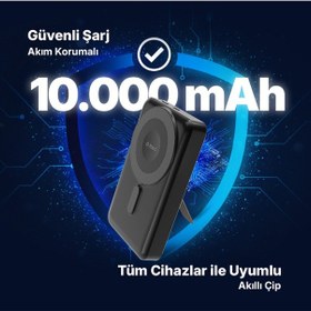 Resim Ttec 2BB237S Recharger M 10.000 mAh Magsafe Uyumlu PD 20W Lightning Ve USB-C Dahili Kablolu Stantlı Powerbank 