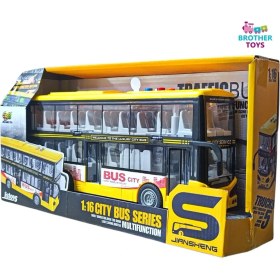 Resim Brother Toys Turist Gezi Otobüsü Iki Katlı Ön ve Orta Kapısı Açılabilen Sesli Işıklı Oyuncak Şehir Otobüs 27 cm 