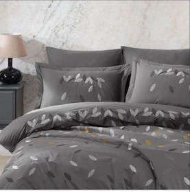 Resim Hobby Çift Kişilik Poplin Premium Nakışlı Nevresim Lidia Gri Çok Renkli 