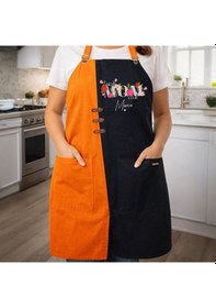 Resim Bk Gift Kişiye Özel Anneler Günü Tasarımlı Turuncu & Siyah Mutfak Önlüğü -6, Aşçı Ve Şef Önlüğü, Ev Hediyesi Kobitmeyencom36642 Bk Gift Renkli 