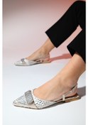 Resim Luvishoes Kelp Bej Saten Taşlı Kadın Düz Sandalet Bej 