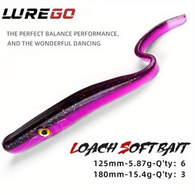 Resim LUREGO Yumuşak Balıkçılık Yemleri - 125mm ve 180mm PVC Silikon Yem, Karp, Shad, Eel ve Needfish için İdeal - Canlı Mor, Gerçekçi Tasarım ile Spinnerbait, Tatlı ve Tuzlu Su Balıkçılığı için Mükemmel, Balıkçılık Aksesuarları 