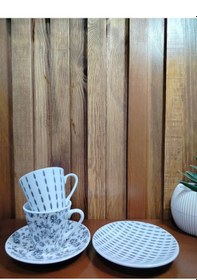 Resim New Retro Porselen 2'li Kahve Fincanı Takımı 80 Ml Siyah 