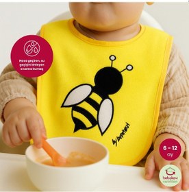Resim Bebek Önlüğü 3-12 Ay Arı Pamuklu Önlük Su Geçirmez Önlük Arı 