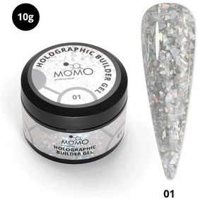 Resim Momo Professional Holographic Builder Gel Nail Art İçin Protez Tırnak Jeli No.01 Glitter Gümüş Simli 10 Gr 