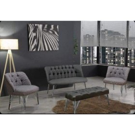 Resim Ecem Life Gri Kazayagı Cay Seti Koltuk Takımı 2 1 1 Puf Hedye 