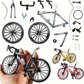 Resim 1:8 Ölçekli DIY Yapı Kiti - Alaşım Çerçeve ve Gerçekçi Mini Bisiklet Modeli ile Uyumlu, Renk Seçenekleri (Gri/Kırmızı/Sarı/Siyah) Yetişkinler & Gençler için Zorlayıcı Montaj Projesi Ev/Ofis Dekoru Mimari Görüntüsü İngilizce Eğitici Tasarım Siyah/Gri/Kırmızı/Sarı Rengindeki Minyatür Replika Beyaz Jantlar & Sözlüklere sahip Simülasyon Mini bisiklet 