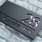 Resim Özelleştirilebilir Ev Dekorasyonu Lazer Kesimli Akrilik Ev Numarası Plakası - Çift Katmanlı Buzlu Modern Adres İşareti, Dijital Sokak, Duvara Monte Dış Mekan İşareti, Evler ve İşletmeler İçin, Çoklu Renkler, Seçenekli Metal Dokulu, 2D Düz 