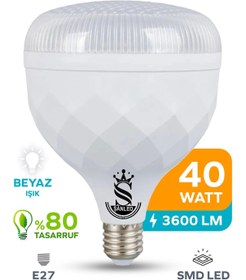 Resim ŞANLED 40W KRİSTAL Tasarruflu E27 Beyaz Işık Torch Led Ampul-1-2-4-6-8-10 Adettir 