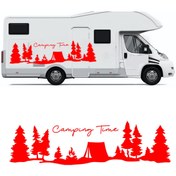Resim Melek Pazarı 160 X 44 Cm Kamp Zamanı, Camping Time Orman Manzara Karavan Sticker, Kamp Sticker 