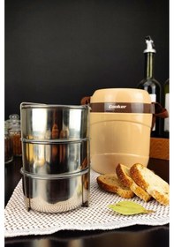 Resim Digithome Ckr3146 Paslanmaz Çelik Hazneli 3'lü Yemek Termosu 1,2 L Bej 