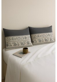 Resim Veronika Turkuaz Desenli 2 Li Yastık Kılıfı Pamuklu Kumaş Fermuarlı Turkuaz 