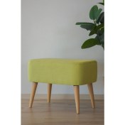 Resim Semya Home Ahşap Ayaklı Keten Retro Puf & Bench 