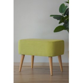 Resim Semya Home Ahşap Ayaklı Keten Retro Puf & Bench 