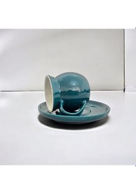Resim Sudedi Home Porselen Türk Kahvesi Fincan Takımı 1 Kişilik Şık Tasarım Koyu Yeşil 