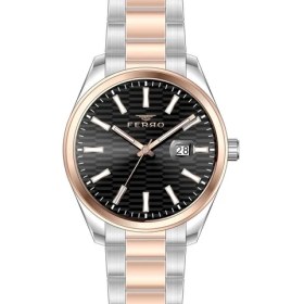 Resim Ferro Rose ve Gümüş Çelik Kordon Erkek Kol Saati F11227A-E2 F11227A-E2 