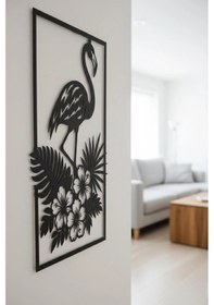 Resim Flamingo Kuş Figürlü Metal Duvar Tablosu 
