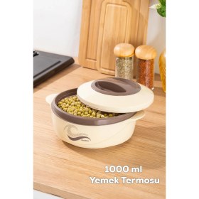 Resim Feyza Design Paslanmaz Çelik 1000 ml Yemek Termosu, Sızdırmaz ve Kilitli Kapak 