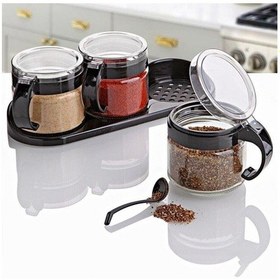Resim Buradabuldun Siyah 3lü Standlı Kapaklı Kaşıklı Cam Hava Sızdırmaz Baharatlık Takımı Kc-386 Çok Renkli 