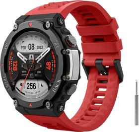 Resim Amazfit T-Rex 2 Outdoor GPS Akıllı Saat ile Uyumlu, Yumuşak Silikon Yedek Kayış Kırmızı 