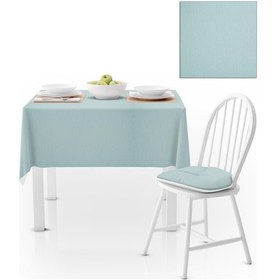 Resim Buz Mavisi Kadife Dokulu Masa Örtüsü 140x180 
