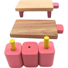 Resim Minik Şeflerin Tam Donanımlı Mutfağı: Standlı Ahşap Oyuncak Minyatür Komple Mutfak Ekipmanları Seti 