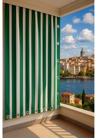 Resim Gencer Home Balkon Perdesi Kuş Gözü Ölçü Seçenekli Yeşil 50 x 22 