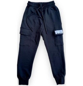 Resim Ekkokids Çocuk Beli Paçası Lastikli Black Yazılı Eşofman Alt-13382-siyah Siyah 