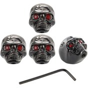 Resim Hfambition 4 Adet Siyah Kafa Desenli Elektro Gitar/bas Gitari Ses Kontrol Devirli Kapak Zincirli Malzeme + Somun Anahtarı 