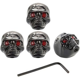 Resim Hfambition 4 Adet Siyah Kafa Desenli Elektro Gitar/bas Gitari Ses Kontrol Devirli Kapak Zincirli Malzeme + Somun Anahtarı 