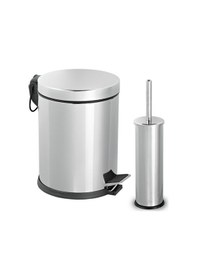 Resim Foreca 2 Li Çöp Kovası Banyo Seti Krom 