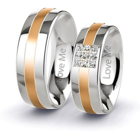 Resim Kaya The Third Love Me Marka 1.kalite 7.5mm Ortası Rose Beyaz 2 Renk Çelik Alyans Yüzük Lm-013r 