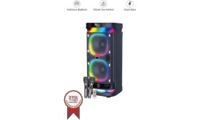 Resim Torima Bluetooth Hoparlör Rgb Işıklı Mikrofonlu Kumandalı Parti Speaker BTS-1990 Siyah 