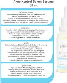 Resim Discover Beauty Style Siyah Nokta ve Sivilce Karşıtı Akne Kontrol Bakım Serumu 30 ml 