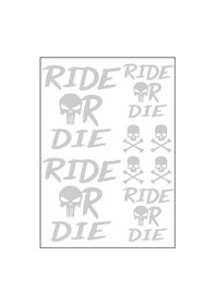 Resim A4 Sticker 126 Tek Paket Çoklu Ride Or Die Beyaz 