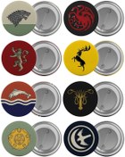 Resim Saturn Game Of Thrones Hanedanlar Çanta Rozeti Seti 8 Adet En Büyük Boy 5.8cm Iğneli Broş 